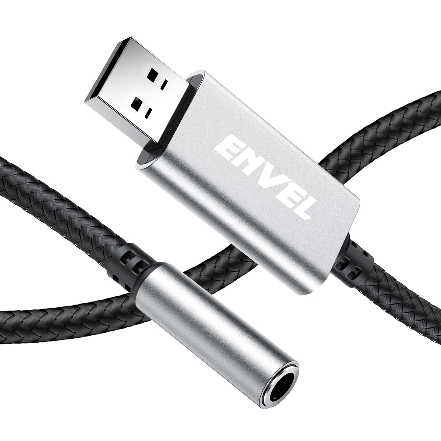 ENVEL USB to 3.5mm Jack Audio Adapter,USB to AUX,External Stereo Sound Card for PS4/PS5/PC/Laptop, Headphone Adapter with Built-in Chip TRRS 4-Pole Mic-Supported