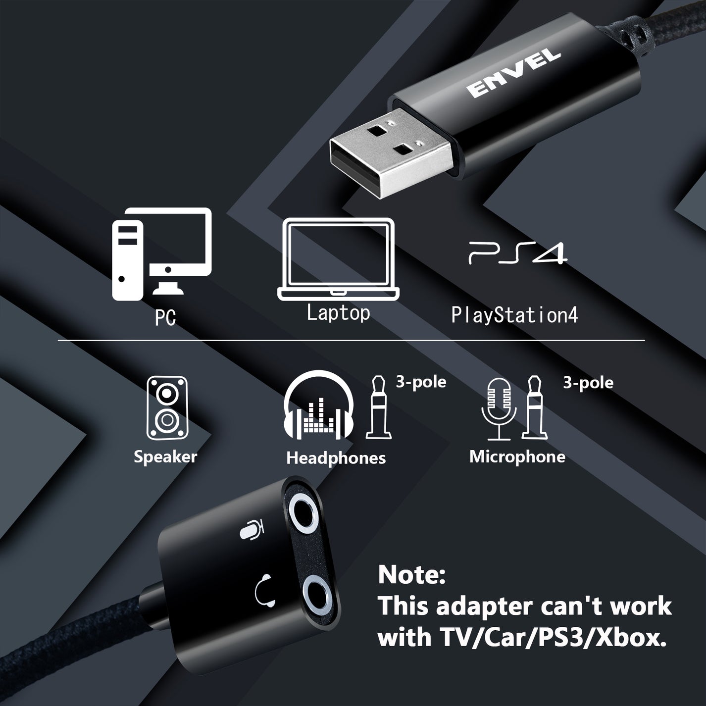 ENVEL USB to 3.5mm Audio Adapter,External Stereo Sound Card …